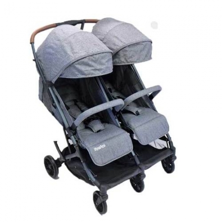 עגלת תאומים אינפנטי INFANTI - דואו קומפקט DUO COMPACT מלידה - אפור <br> <span class='text-color-warm'>אזל המלאי</span>